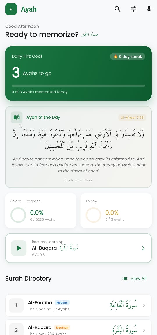 Ayah App Dashboard